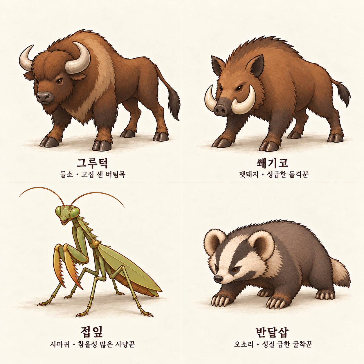 회색길 세계관 속 숲의 동물들